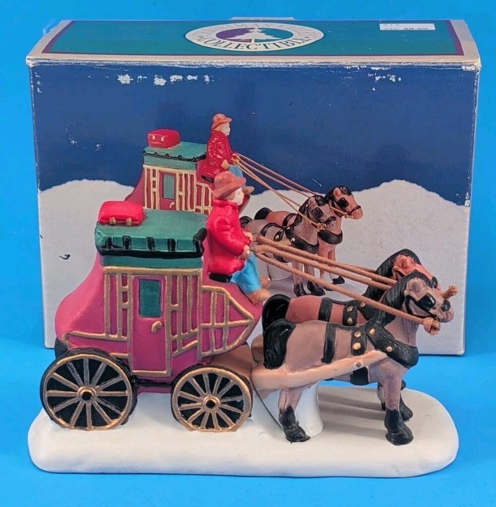 VTG Christmas Valley STAGE COACH Figurine Seasonal Specialties 1995 w/ Box